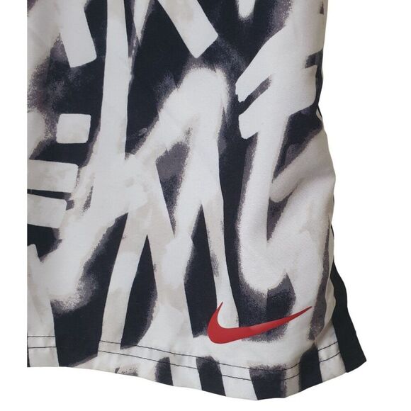 Nike Mens Swim Trunks Size S Black White Graffiti Print Embroidered Logo Sporty - Picture 6 of 8